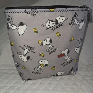 Gray Snoopy and Woodstock Pouch